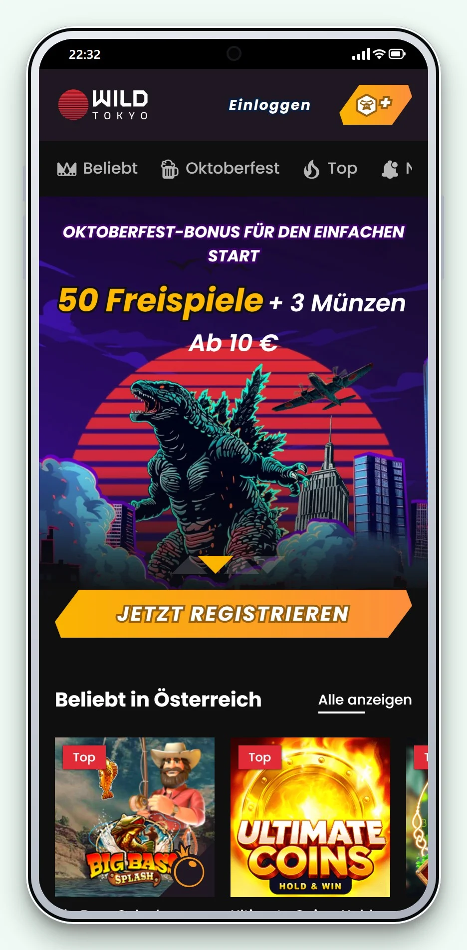 astropay online casino: Wild Tokyo Casino mobile Version, Lobby