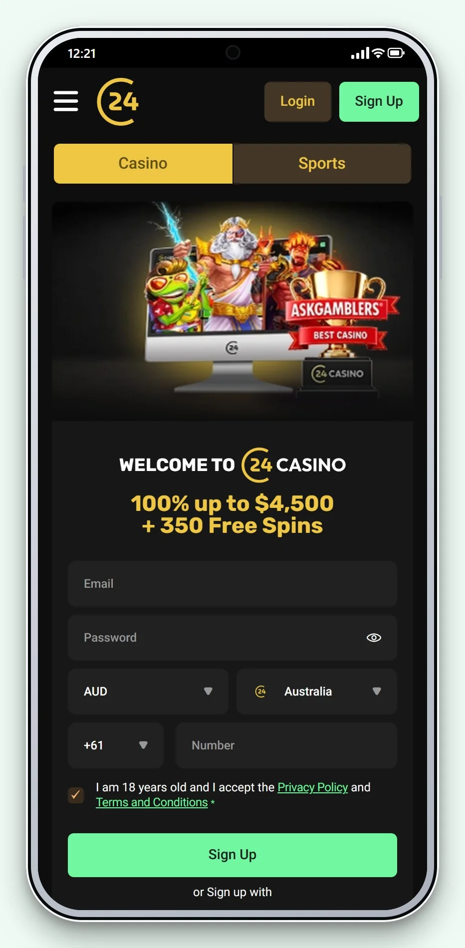 astropay casino australia: 24Casino mobile site, the lobby