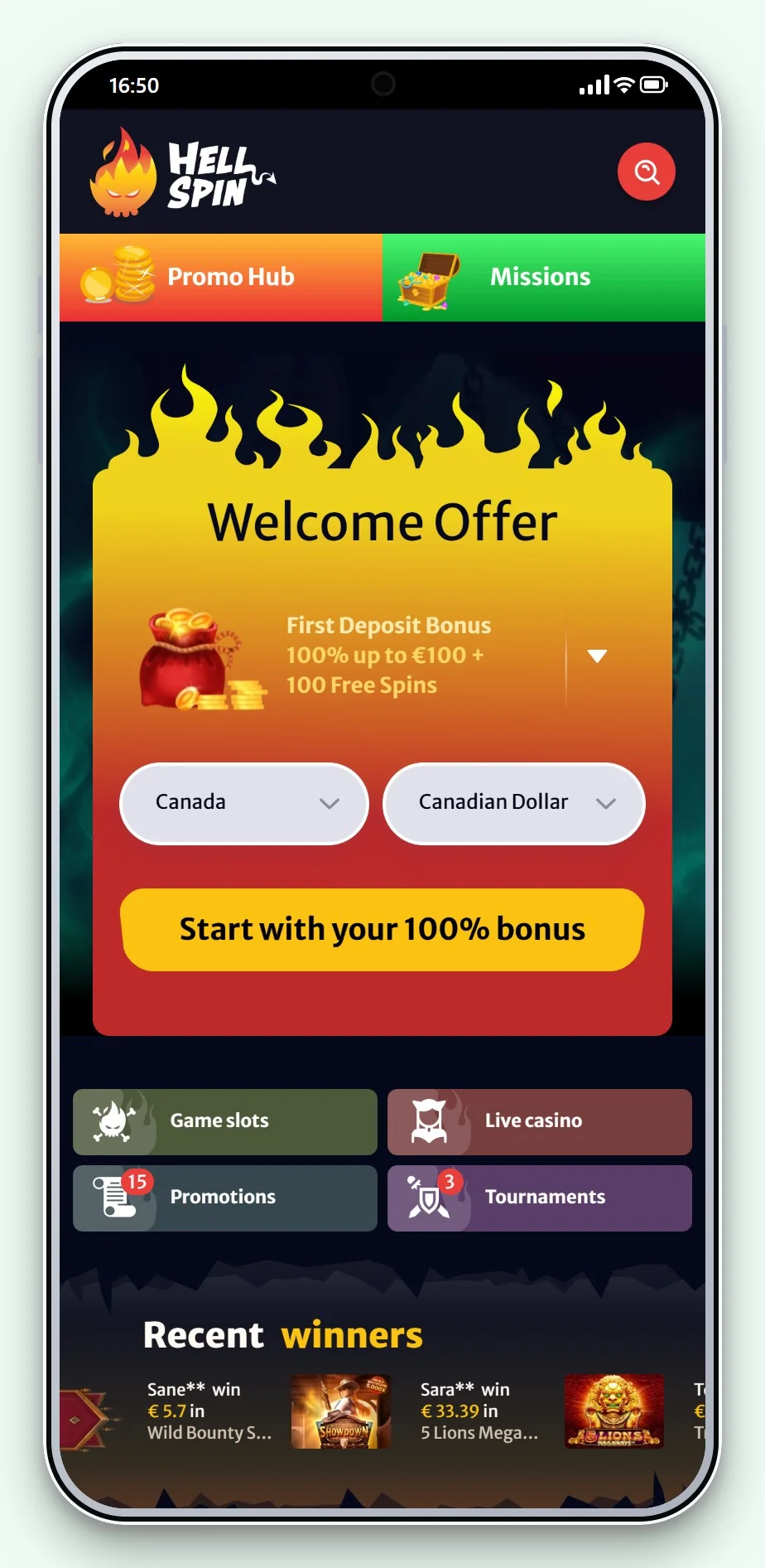 AstroPay casinos: HellSpin mobile site, the lobby
