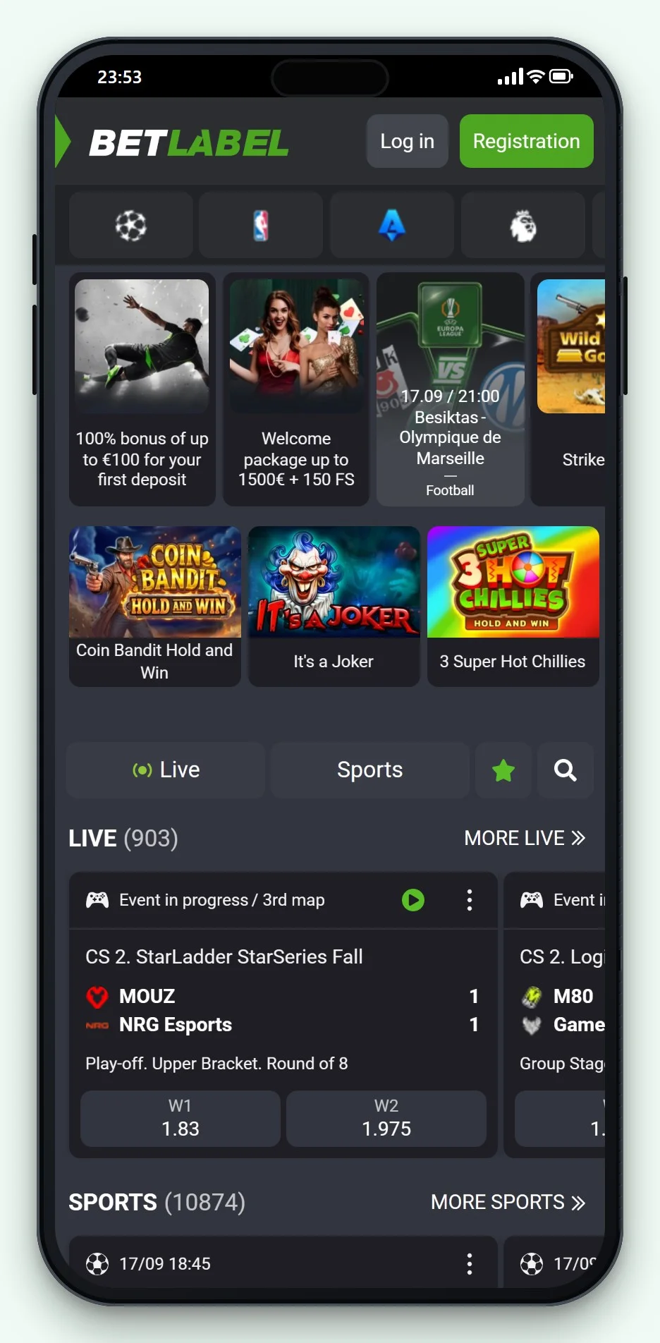 online casino AstroPay: BetLabel mobiele site, de lobby