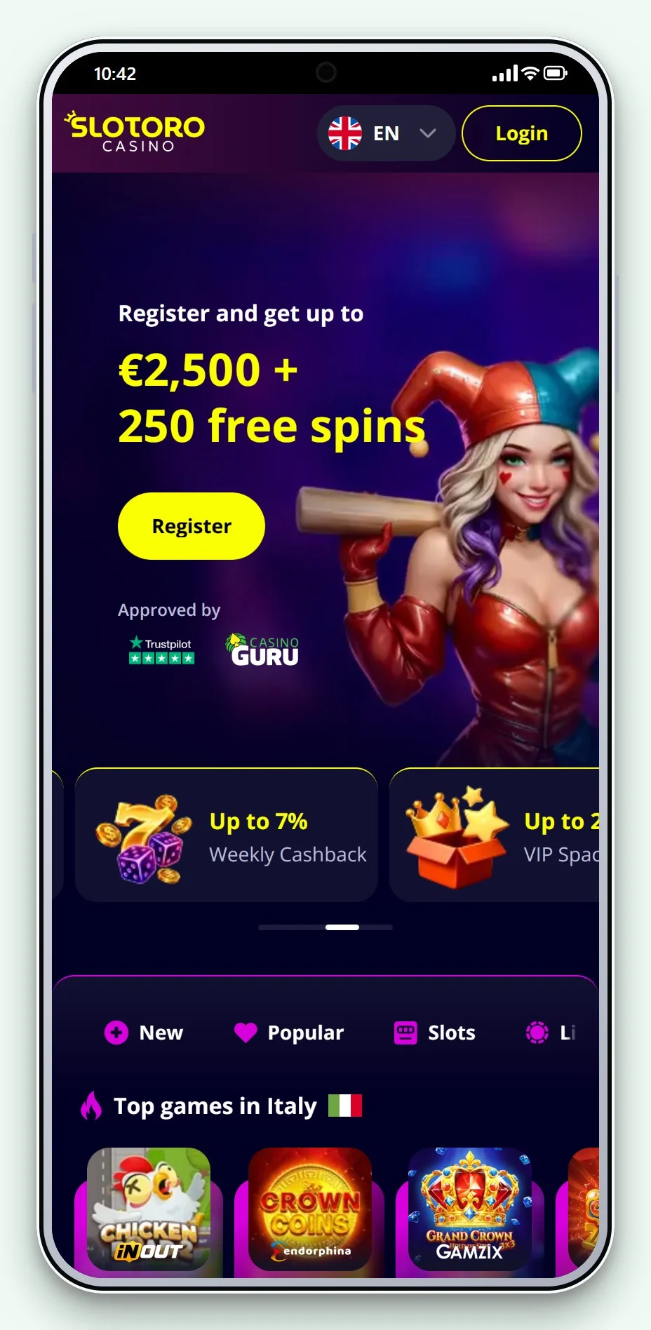 astropay online casino: Slotoro mobilversion, lobbyn